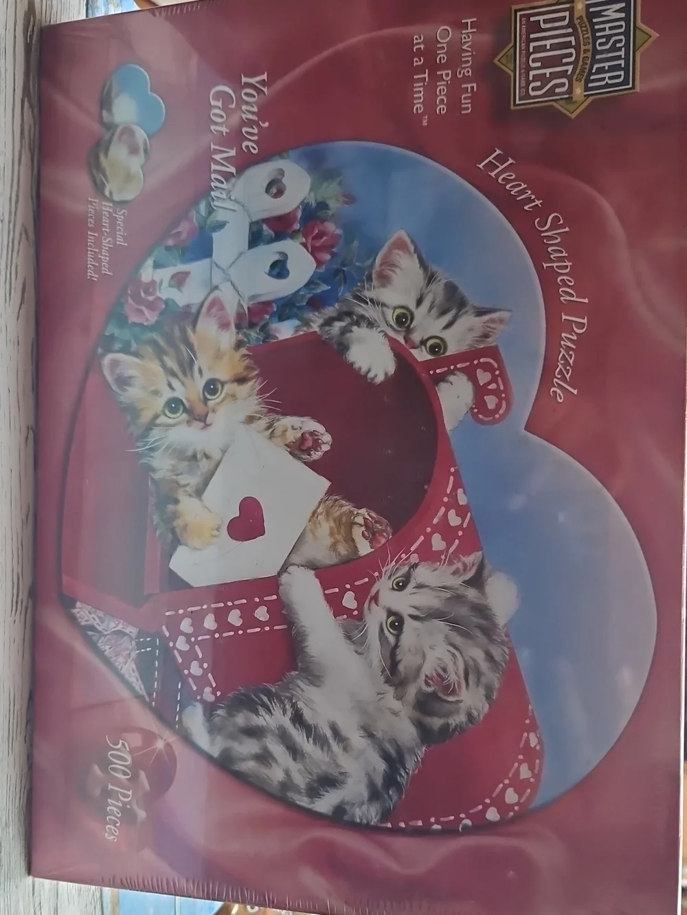Master Pieces Heart-Shaped Kitten Puzzle in Red - 500 Pieces